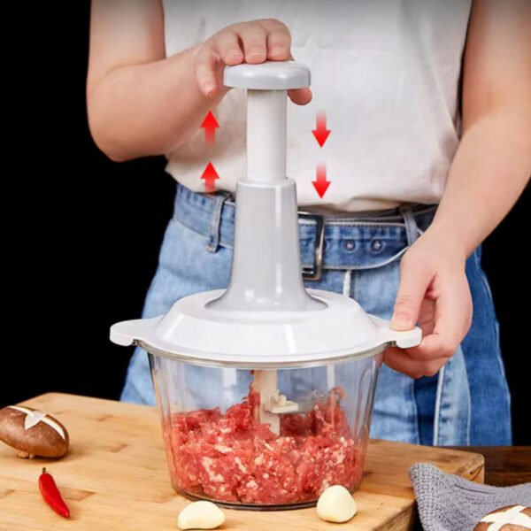 Manual Meat Grinder & Vegetable Slicer – Hand-Pressed Kitchen Cutter & Grater