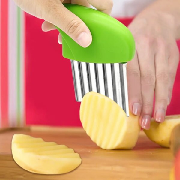 Manual Stainless Steel French Fry & Crinkle Cutter – Wave Shape Knife for Potatoes & Vegetables